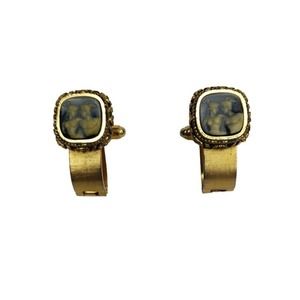 VTG DANTE INCOLAY CAMEO CUFFLINKS MAN WOMAN‎ LOVERS GOLD TONE